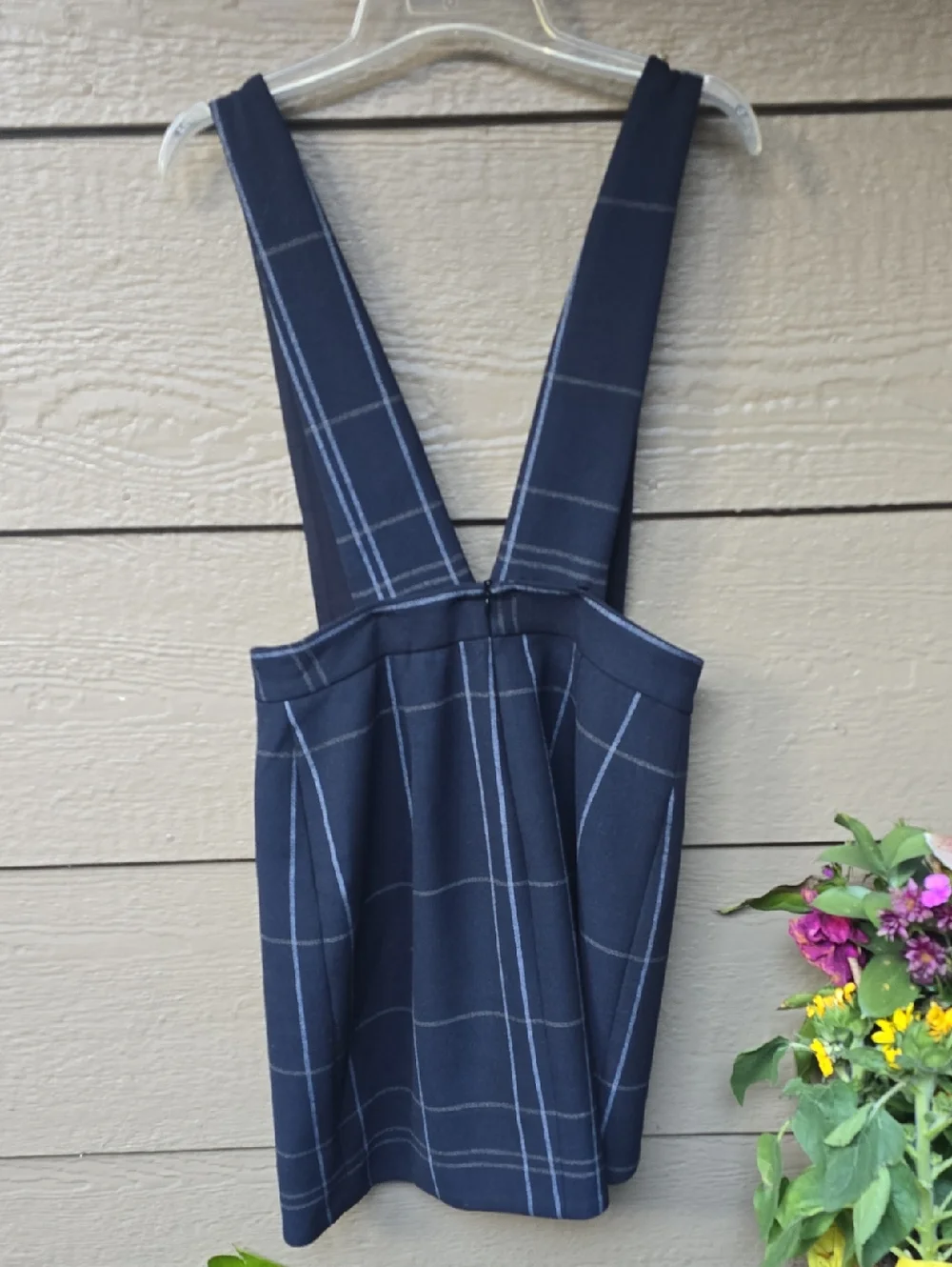 Maje Jola Check Pinafore Mini Dress Navy Windowpane Plaid Wrap Dress eu 40 US 8
